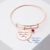 Personalized Stainless Steel Bangle with Birthday Stone