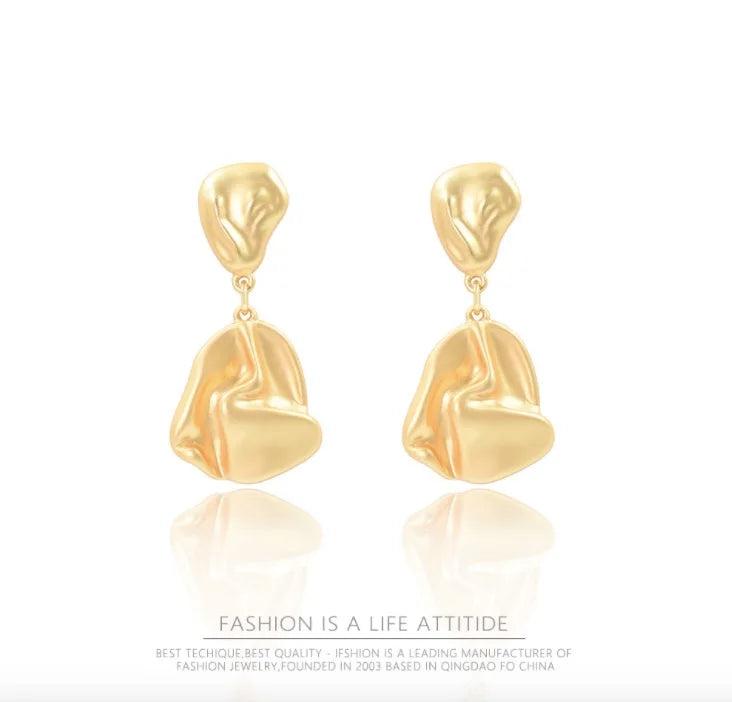 Golden Square Drop Earrings for Girls