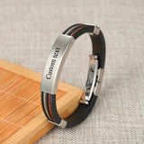 Men's Personalized Leather Bracelet Engraved Inspirational Wristband
