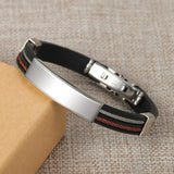 Men's Personalized Leather Bracelet Engraved Inspirational Wristband