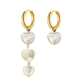 Shell Heart Earrings Stainless Steel Hoops Women's Jewelry