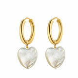 Shell Heart Earrings Stainless Steel Hoops Women's Jewelry