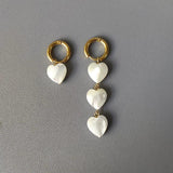 Shell Heart Earrings Stainless Steel Hoops Women's Jewelry