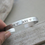 Stamped Cuff Bracelet Personalized Stainless Steel Heart Bangle