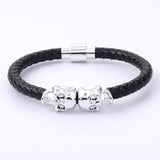 Men Bracelet Bangle Alloy Leather Husband Boyfriend Gift