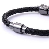 Men Bracelet Bangle Alloy Leather Husband Boyfriend Gift