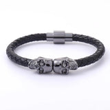 Men Bracelet Bangle Alloy Leather Husband Boyfriend Gift