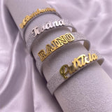 Custom Name Bangle Leather Bracelet Stainless Steel Couple Gift