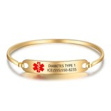 Medical Alert ID Bracelet Stainless Steel Engraved Name Emergency Bangle Women