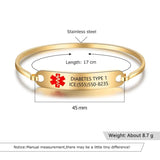 Medical Alert ID Bracelet Stainless Steel Engraved Name Emergency Bangle Women