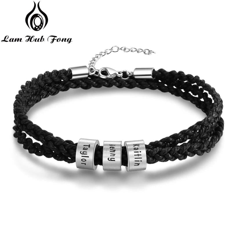 Men's Personalized Braided Rope Bracelet - Birthday Gift