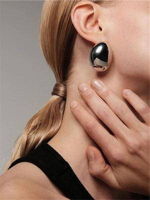 Sliver Plated Big Ball Earrings for Women Girls