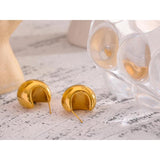 Chunky Stud Earrings for Women Metal Texture Geometric Unusual Earrings
