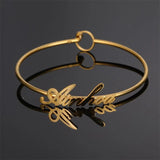 Personalized Nameplate Bracelet Customized Bangles Silver Stainless Steel