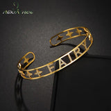 Punk Name Bracelet Stainless Steel Personalized Rhinestone Wrist Bangles
