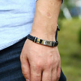 Personalized Name Leather Bracelet DIY Bracelet Men's Bangle