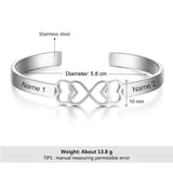 Personalized Heart Stainless Steel Cuff Bracelet - JewelOra BA102651