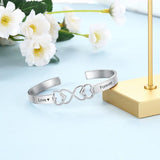 Personalized Heart Stainless Steel Cuff Bracelet - JewelOra BA102651