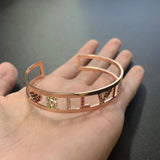 Personalized Letter Bracelet Crystal Stainless Steel Bangle