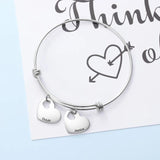 Personalized Name Heart Charms Bangle Bracelet