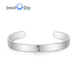 Personalized Birth Flower Cuff Bangles Stainless Steel Birth Month Bracelets