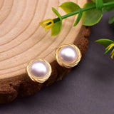 Fresh Water Baroque Pearl Stud Earrings 925 Silver GE0938