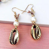 Golden Hook Seashells Earrings Boho Jewelry
