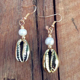 Golden Hook Seashells Earrings Boho Jewelry