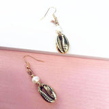 Golden Hook Seashells Earrings Boho Jewelry