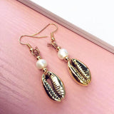 Golden Hook Seashells Earrings Boho Jewelry