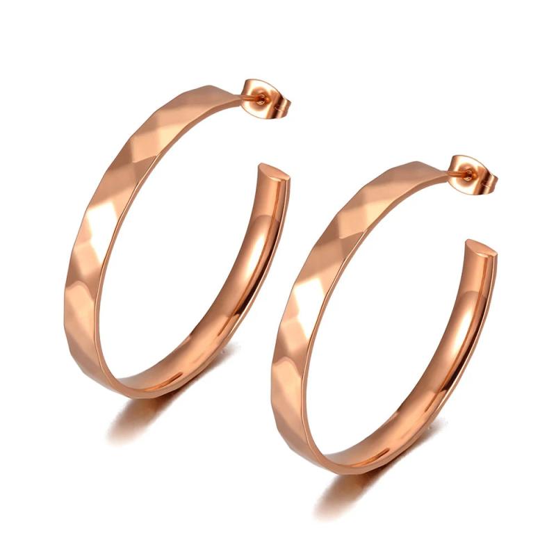 Rose Plated Round Stud Earrings for Women
