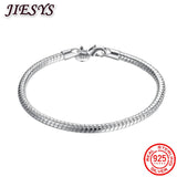 925 Sterling Silver Bracelet 4MM Snake Bone Chain Wedding Party Jewelry