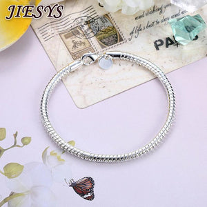 925 Sterling Silver Bracelet 4MM Snake Bone Chain Wedding Party Jewelry