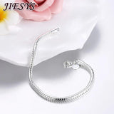 925 Sterling Silver Bracelet 4MM Snake Bone Chain Wedding Party Jewelry