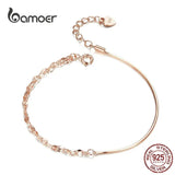 Rose Silver Bracelet Box Chain Lobster Lock Sterling Silver SCB149