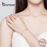 Rose Silver Bracelet Box Chain Lobster Lock Sterling Silver SCB149