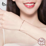 Rose Silver Bracelet Box Chain Lobster Lock Sterling Silver SCB149