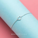 925 Sterling Silver Heart Bracelet Romantic Lovely Anti-allergy Gift