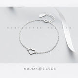 925 Sterling Silver Heart Bracelet Romantic Lovely Anti-allergy Gift