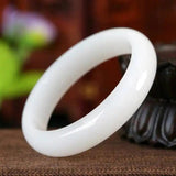 Natural Jade Bangle Bracelet Lucky Amulet Charm Hand-Carved
