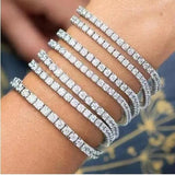 925 Sterling Silver 4mm Tennis Bracelet Bangle for Women Wedding Jewelry