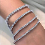 925 Sterling Silver 4mm Tennis Bracelet Bangle for Women Wedding Jewelry