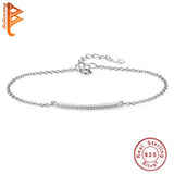 925 Silver CZ Zircon Long Bar Bracelet for Women