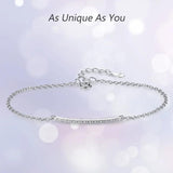 925 Silver CZ Zircon Long Bar Bracelet for Women