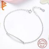 925 Silver CZ Zircon Long Bar Bracelet for Women