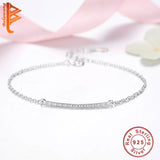 925 Silver CZ Zircon Long Bar Bracelet for Women