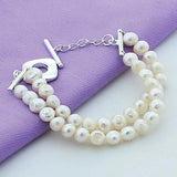 925 Silver Charm Bracelet with Natural Freshwater Pearl