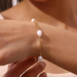 Freshwater Pearl Stainless Steel Cuban Chain Bracelet