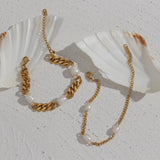 Freshwater Pearl Stainless Steel Cuban Chain Bracelet