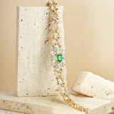Vintage 18K Emerald Bracelets Female Charms Bracelets Banquet Party